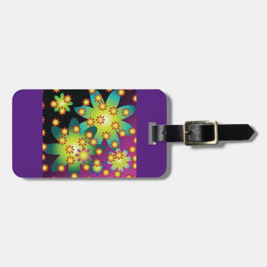 Kleurrijke Retro Bloemen Bagagelabel (Voorkant horizontaal)