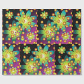 Kleurrijke Retro Bloemen Cadeaupapier (Vlak)