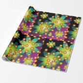 Kleurrijke Retro Bloemen Cadeaupapier (Uitgerold)