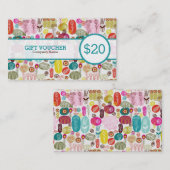 Kleurrijke Retro Bloemen Custom Voucher Kortingskaartje (Voorkant / Achterkant)