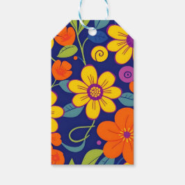 Kleurrijke Retro bloemen-Dopamine stijl Cadeaulabel