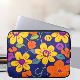 Kleurrijke Retro bloemen-Dopamine stijl Laptop Sleeve