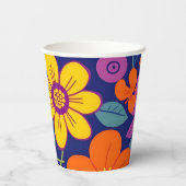 Kleurrijke Retro bloemen-Dopamine stijl Papieren Bekers (Achterkant)