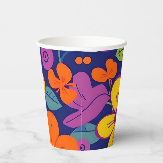 Kleurrijke Retro bloemen-Dopamine stijl Papieren Bekers (Rechts)