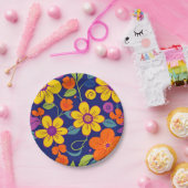 Kleurrijke Retro bloemen-Dopamine stijl Papieren Bordje (Feest)