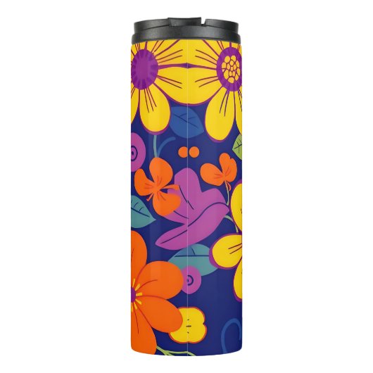 Kleurrijke Retro bloemen-Dopamine stijl Thermosbeker (Achterkant)