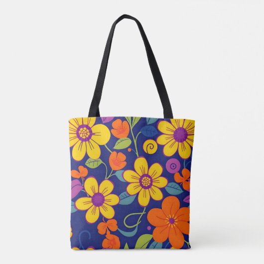 Kleurrijke Retro bloemen-Dopamine stijl Tote Bag (Achterkant)