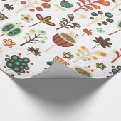 Kleurrijke retro bloemen en bladpatroon cadeaupapier (Hoek)