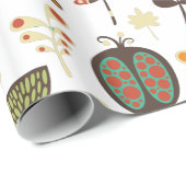 Kleurrijke retro bloemen en bladpatroon cadeaupapier (Rol Hoek)