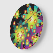 Kleurrijke Retro Bloemen Grote Klok (Hoek)