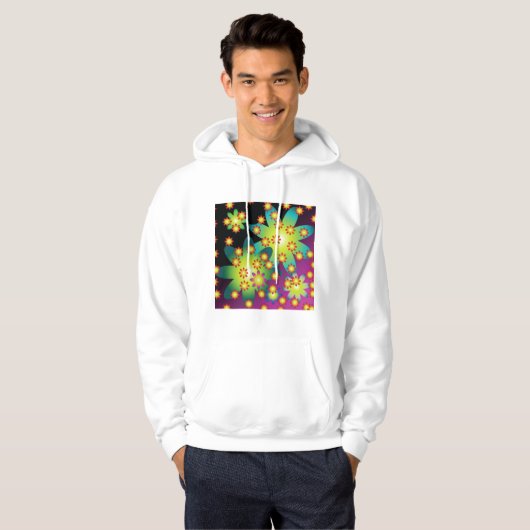 Kleurrijke Retro Bloemen Hoodie (Voorkant volledig)