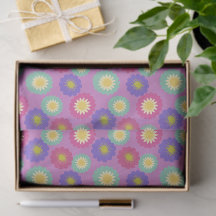 Kleurrijke Retro Bloemen in Paars Roze Groen
