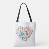 Kleurrijke retro bloemen leuke hart illustratie tote bag (Achterkant)