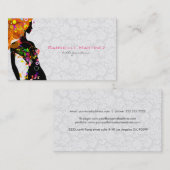 Kleurrijke Retro Bloemen Meisje & Witte Bloemen Da Visitekaartje (Voorkant / Achterkant)