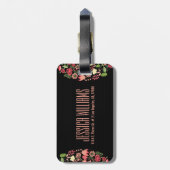 Kleurrijke retro bloemen met zwarte strepen bagagelabel (Achterkant verticaal)