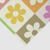 Kleurrijke Retro bloemen op schaakbordpatroon Tissuepapier (Detail)
