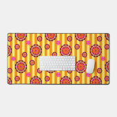 Kleurrijke Retro Bloemen op Stripes Bureaumat (Keyboard & Muis)