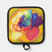 Kleurrijke Retro Bloemen Roos Keuken Pannenlap (Voorkant)