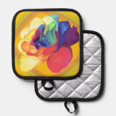 Kleurrijke Retro Bloemen Roos Keuken Pannenlap (Voorkant / Achterkant)