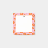 Kleurrijke Retro Bloemen Roze en Sinaasappel Monog Post-it® Notes (Voorkant)