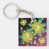 Kleurrijke Retro Bloemen Sleutelhanger (Voorkant)