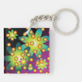 Kleurrijke Retro Bloemen Sleutelhanger (Achterkant)