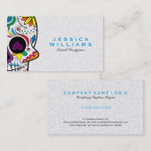 Kleurrijke Retro Bloemen Suiker Schedel & Witte Da Visitekaartje (Voorkant / Achterkant)