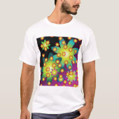 Kleurrijke Retro Bloemen T-shirt (Voorkant)