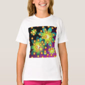 Kleurrijke Retro Bloemen T-shirt (Voorkant)