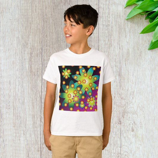 Kleurrijke Retro Bloemen T-shirt