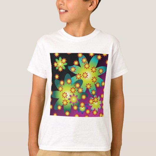 Kleurrijke Retro Bloemen T-shirt (Voorkant)