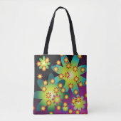 Kleurrijke Retro Bloemen Tote Bag (Voorkant)