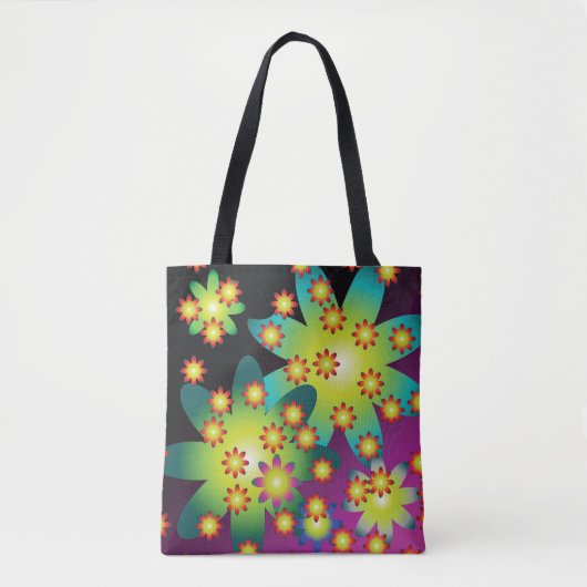 Kleurrijke Retro Bloemen Tote Bag (Voorkant)