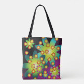 Kleurrijke Retro Bloemen Tote Bag (Achterkant)
