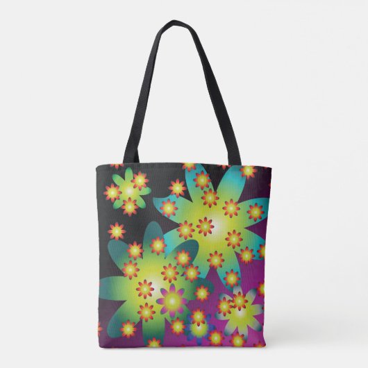 Kleurrijke Retro Bloemen Tote Bag (Achterkant)