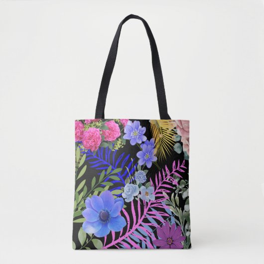 Kleurrijke Retro Bloemen Varen Botanische Bladdruk Tote Bag (Voorkant)