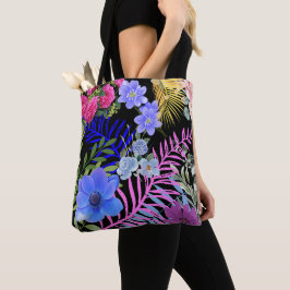 Kleurrijke Retro Bloemen Varen Botanische Bladdruk Tote Bag