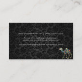 Kleurrijke Retro Bloemenkameel & Zwarte Damasks Visitekaartje (Achterkant)