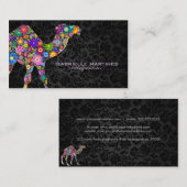 Kleurrijke Retro Bloemenkameel & Zwarte Damasks Visitekaartje (Voorkant / Achterkant)