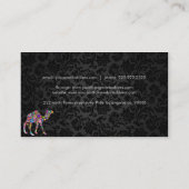 Kleurrijke Retro Bloemenkameel & Zwarte Damasks Visitekaartje (Achterkant)