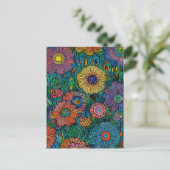 Kleurrijke Retro Bloementuin Briefkaart (Staand voorkant)