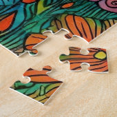 Kleurrijke Retro Bloementuin Legpuzzel (Zijkant)