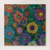 Kleurrijke Retro Bloementuin Legpuzzel (Horizontaal)