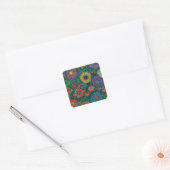 Kleurrijke Retro bloementuin Vierkante Sticker (Envelop)