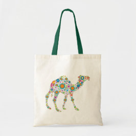 Kleurrijke Retro Bloemkameel Tote Bag
