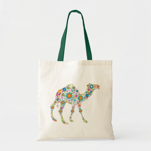 Kleurrijke Retro Bloemkameel Tote Bag (Voorkant)