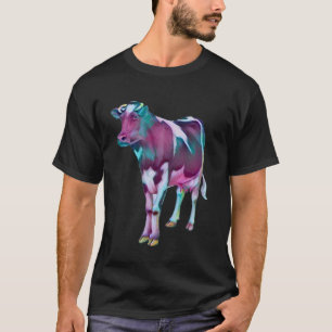 Kleurrijke Retro Boerderij Dier Koe Uitrusting Voo T-shirt