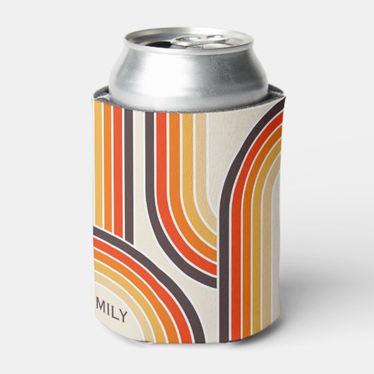 Kleurrijke retro bogen en lijnen blikjeskoeler (Blikje Voorkant)