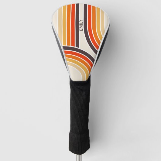 Kleurrijke retro bogen en lijnen golfheadcover (Voorkant)