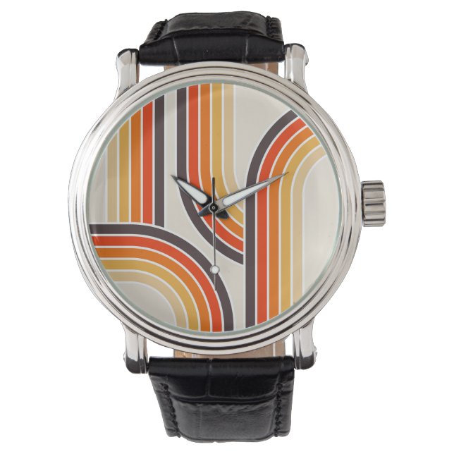 Kleurrijke retro bogen en lijnen horloge (Voorkant)